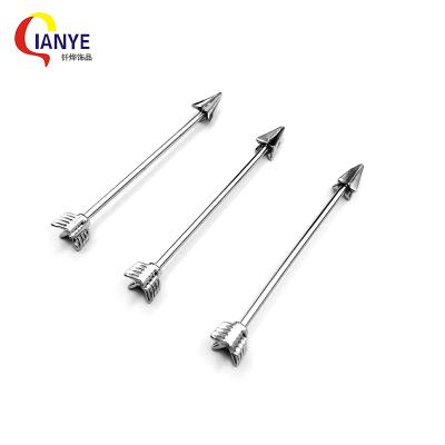 China Industrial Stainless Steel 16G Arrow Barbell Ear Piercing Long Barbell Ear Piercing for sale