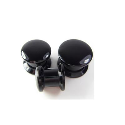 China Fashion and cultural black ear plug flesh tunnel body jewelry ear gauges ear plugs and ear tunnels for sale