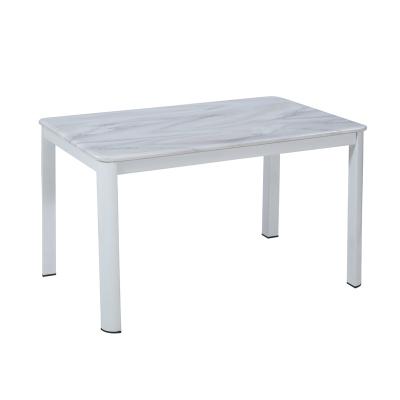 China Popular Rectangle Italian White Marble Top (Height) Cheap Dining Table And 4 Chairs for sale