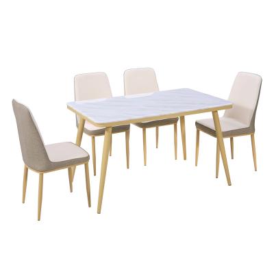 China (Height)Adjustable Rectangular Combination Household Dining Table Set Marble 6 Seater for sale