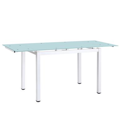 China Modern Space Saving White Glass Extendable (Height) Dining Table for sale