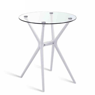 China Adjustable (Height) Round Glass Metal Legs Small Size Outdoor Dining Table for sale