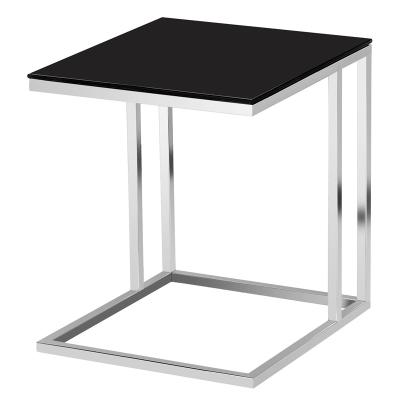 China (Size) Sofa Side Table Adjustable Black High Gloss Stainless Steel End Table for sale