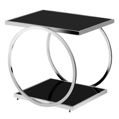 China Adjustable (Size) Round Geometric Modern Stainless Rose Gold Side Table for sale