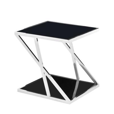 China Stainless Legs (Height) Adjustable Cheap Prices Temper Modern Glass Side Table for sale