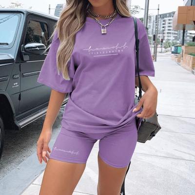 China Promotion New Women's Event Casual Sports QUICK DRY Alphabet Printing Fashion T-shirt Two-Piece Set for sale