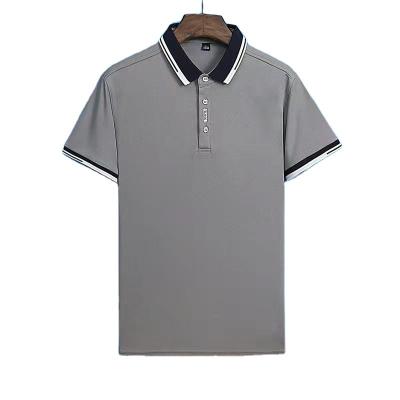 China Milk Ice Silk Men's Golf Polo Shirt 35% Logo Embroidered Polo Shirt 65% OEM Factory Price Anti-wrinkle Ion Fiber Sleeves Blank for sale