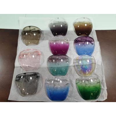 China Colorful Full Face Cover Anti Fog Protective Mask Screen Shield Glasses Sun Shade Clear Acrylic Transparent Plastic Liftable Safety Fog Shield for sale