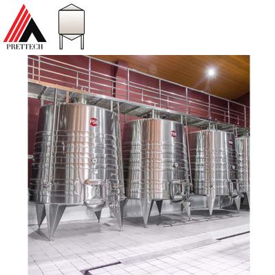 China Customized Hotels Prettech Food Grade Stainless Steel Wine Cellar Package Wine Fermenter Fermentation Tank Customized Conical Tank for sale