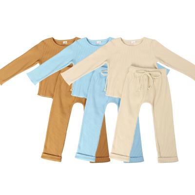 China Autumn New Fashion Baby Sets 2021 Breathable Ribbed Baby Boy Outfits Suits Infant for sale