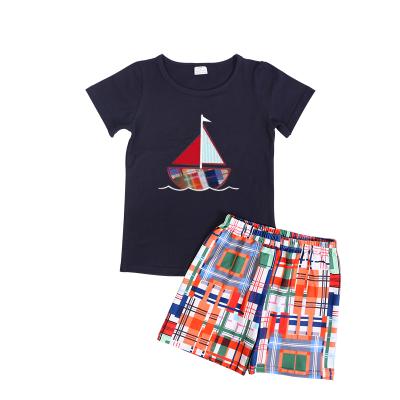 China ENGLAND STYLE hot sale summer clothing set T-shirt and short pants toddler boutique clothing for kids for sale