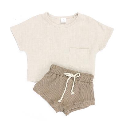 China 2021 Breathable Hot Selling Baby Clothing Set Short Sleeve Summer Boys Set Baby for sale