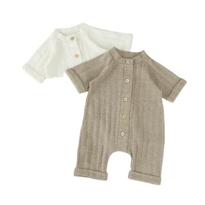 China Casual Custom Newborn Summer Clothes Solid Color Wide Wool Fabric Knitted Baby Romper for sale