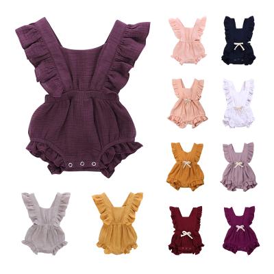 China Cotton Summer Toddler Kids Knitted Plain Onesie Organic Ribbed Baby Romper for sale