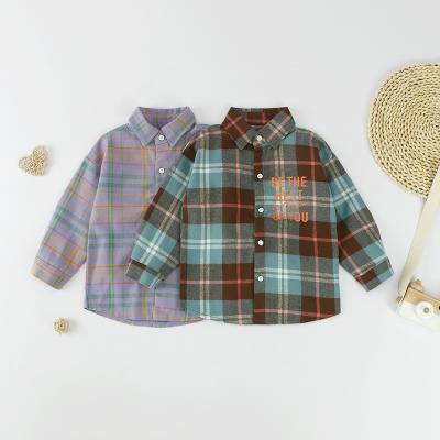 China Autumn Kid Plaid RTS Breathable Warm Cotton Soft Shirt Boy Girl Tops Selling Kids Clothes for sale