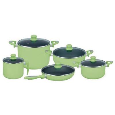 China Wholesale China Family Kitchen Aluminum Green Nonstick Cookware Two Layer Nonstick Coating Indoor for sale