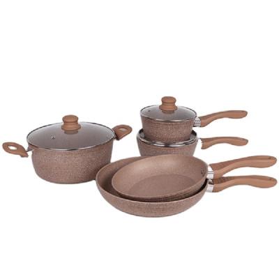 China Family kitchen three layers of marble/stone coating inside marble paint outside wrought non-stick cookware set of kitchen pots for sale