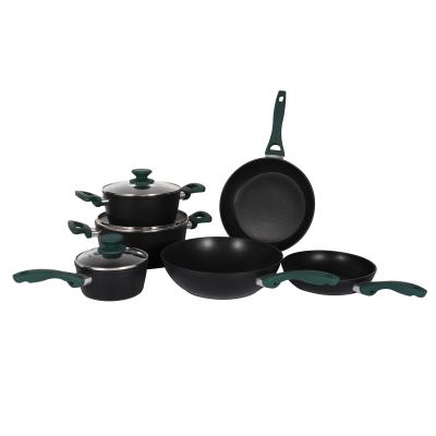 China Home Kitchen 9 Pcs Cookware Set Pots And Pans Non Stick Kitchen Camping Cookware Sets Cooking Pot for sale