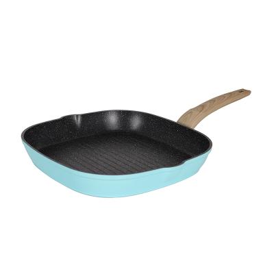 China General Use For Gas Square Pan Griddle 28cm Aluminum Forged Marble Granite And Induction Cooker Coating Non Stick Grill Cookware for sale