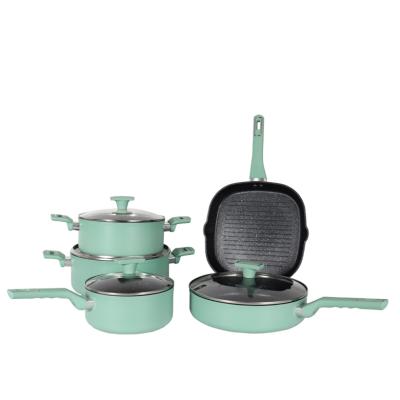 China 2021 hot sale family kitchen pressed aluminum soft nonstick cookware sets for sale