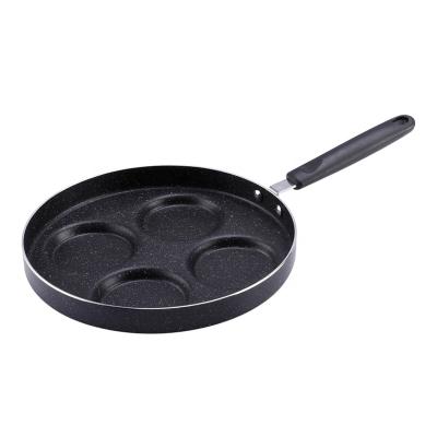 China General use for gas and induction cooker enrobing 4 hole egg pan pancake eco-friendly non-stick marble use for gas and induction cooker for sale