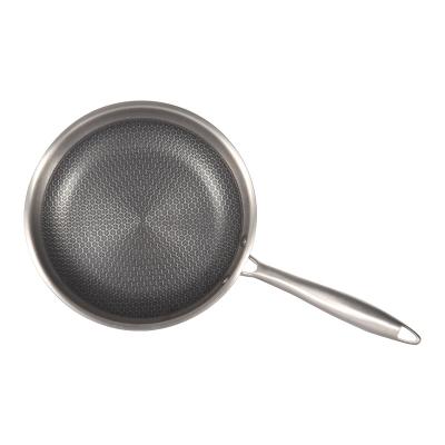 China 28cm Stainless Steel Honeycomb Non-Stick Triple Pan With Ss Viable Frying Pan for sale