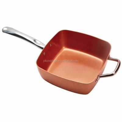 China Non Stick Sustainable Customized Color Aluminum Spiral Induction Nonstick Square Cookware Frying Pan for sale