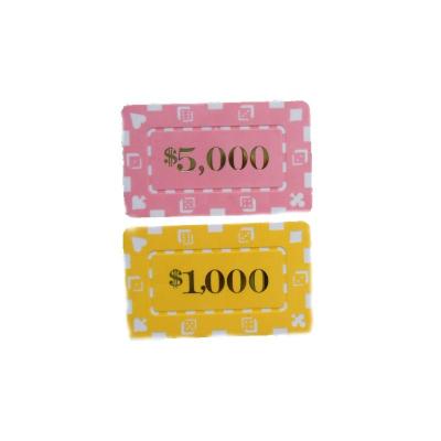 China PS Or Numbers ABS Casino Hot Stamping Rectangular Shaped Poker Chip for sale