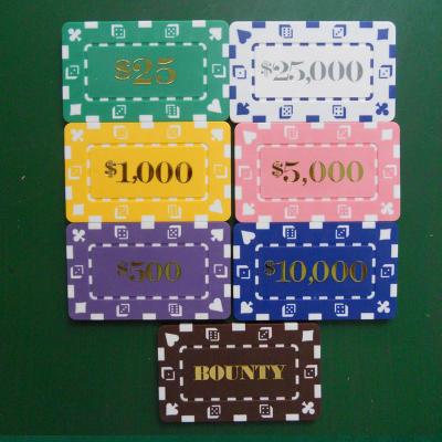 China Hot Stamping ABS CUSTOM PS or PS Poker Chip Rectangular Shape Plate for sale