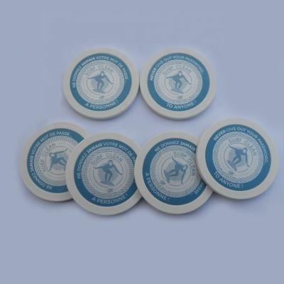 China PS or ABS one - tone 40mm 11.5G token tokens with full color printed PVC stickers insert for sale