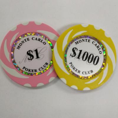 China Custom 14g Real Clay Cheap Real Clay Sticker Casino Poker With Metal Insert for sale