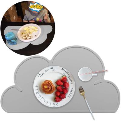 China Sustainable Silicone Cloud Shaped Kitchen Bowl Place Mat Protective Dining Table Mat For Kids Children for sale