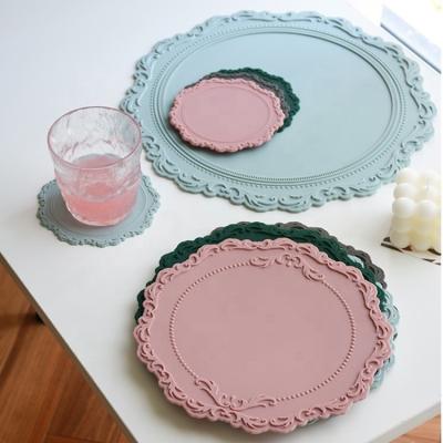 China Silicone Place Mat Viable Round Dinner Table Thicken Mats Heat Resistant Waterproof Dish Spill and Drink Coasters for sale