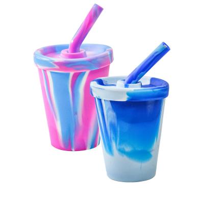 China Durable Durable Silicone 280ml Kids Unbreakable Cups With Lids And Straws for sale