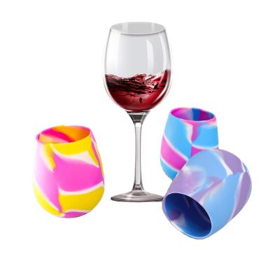 China Reusable 400ml Silicone Wine Glass Shatterproof Unbreakable Wine Tumblers For Beaches And Parties Picnics Boats for sale