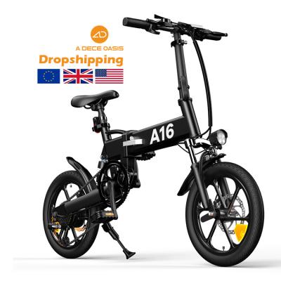 China US Warehouse EU USA Import 250w Brushless Motor A16 Aluminum Alloy Electric Fat Tire Bike 16 Inch Mini Folding Mid Drive Ebike For Sale for sale