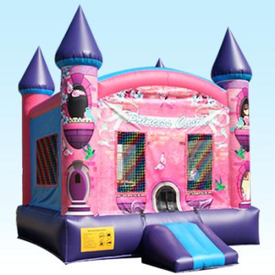 China 0.55mm PVC Tarpaulin Plato Pink Castle Princess Castle Girl Theme Inflatable Bouncy Bouncer Inflatable Bounce House For Sale for sale