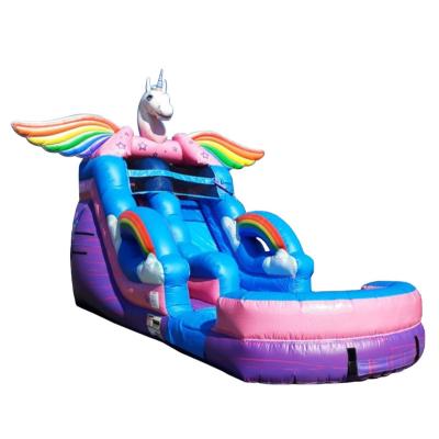 China Commercial PVC Moonwalk Unicorn Inflatable Water Slide for Kids Waterslides with Pool Slide for sale