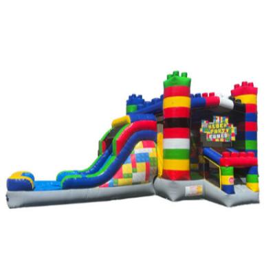 China Wholesale Plato's PVC Tarqaulin 0.55mm Go Commercial Inflatable Slide Water Theme Bouncer Combo Bounce House With Slide for sale