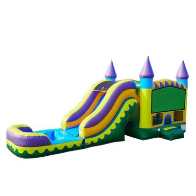 China Commercial Marble Inflatable Wet Dry Combo Slide Bouncer PVC Moonwalk Bouncy Bouncy Castle Bounce House For Kids Adults for sale