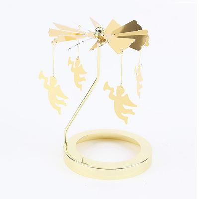 China Home Garden Decoration Room Decoration Candle Holder Tray Metal Spinning Carousel Tea Light for sale