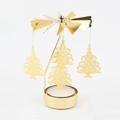 China Rotating Candlestick Topper Carousel Tealight Holder Metal Christmas Decoration Home Garden Decor Candle Holder for sale