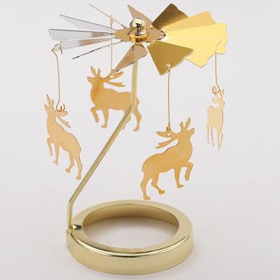 China Home High Quality Metal Tea Light Carousel Candlestick Christmas Decoration Garden Rotating Candle Holder Holders for sale