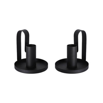 China Wholesale Nordic Romantic Candlelight Centerpieces Matte Black Metal Candlestick Small Candle Holder for sale