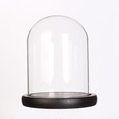 China High Quality Europe Wooden Glass Bulb Bell Bell Base Bells Glass Dome Candle for sale