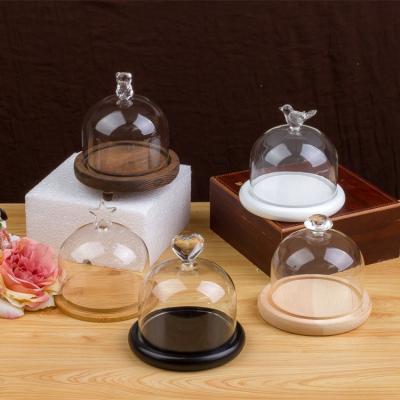 China Europe costom show decorative night light in glass bell glass dome with rose for sale