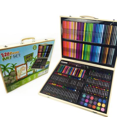 China DIY Educational Coloring Children Pre Instruct Gift Drawing Artistic Wooden Box Art Painting Kids Stationery Set for sale