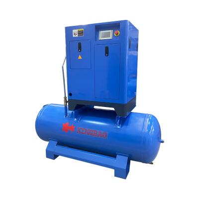 China 7.5kW 10HP 500L Lubricated Tank Air Dryer All In One Screw Air Comoressor for sale