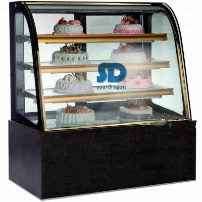 China Commercial Single-Temperature Supermarket Cake Display Freezer Refrigerator with Stainless Steel Marble Base LED Lighting for sale