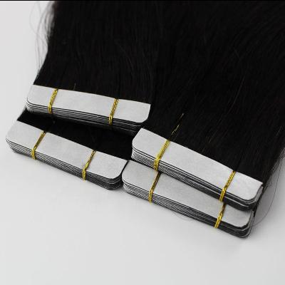 China Shiny Natural Black Hair 100% Virgin Tape Factory No Mix Tape In Virgin Human Remy Hair Extensions Cuticle Aligned for sale